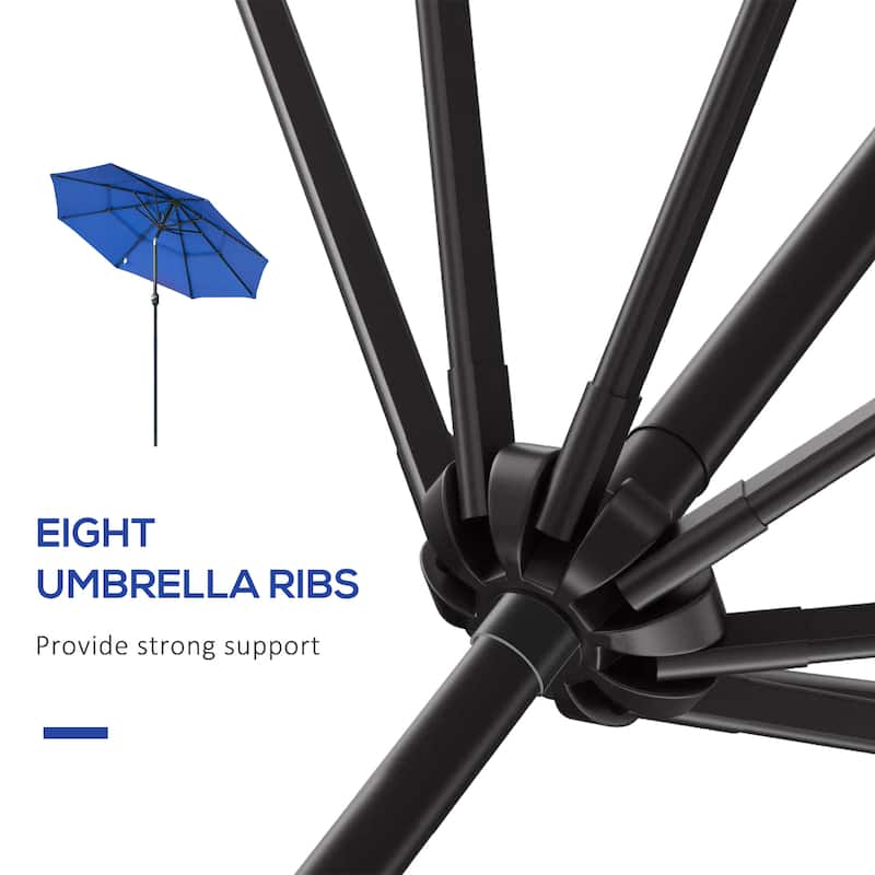 9ft Patio Umbrella with Tilt Crank and Steel Frame Vented 3-Tier Top for Sun Protection