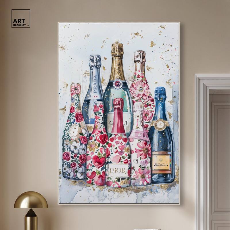 Intricate Floral Champagne Canvas by Art Remedy