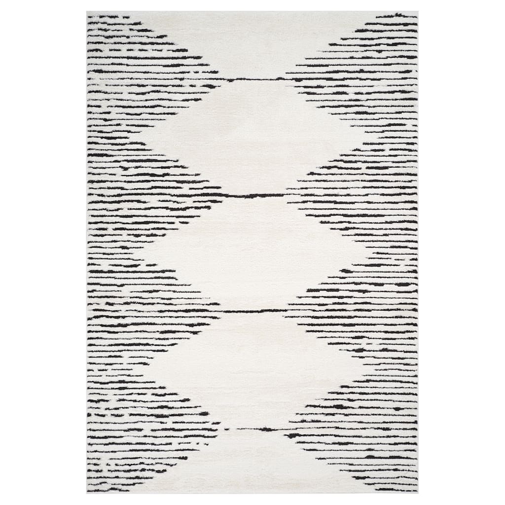 Mulan White Moroccan Power-Loom Area Rug 2' x 3'