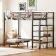 preview thumbnail 1 of 45, Metal Loft Bed with Grid Storage Guardrail and Storage Ladder Black - Twin