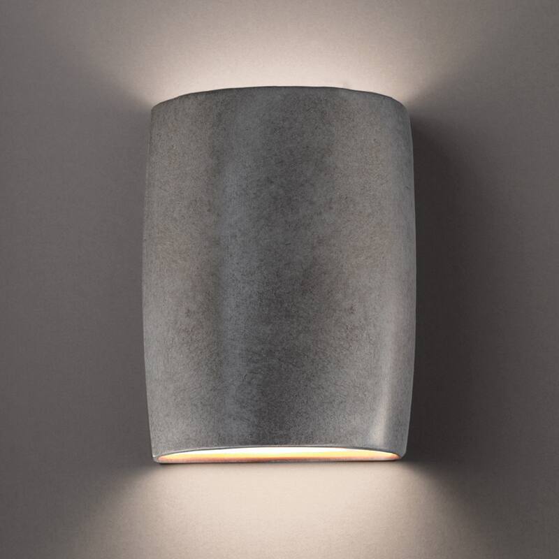 Justice Design Group Ambiance ADA Outdoor Large Ceramic Wide Cylinder Wall Sconce with Open Top & Bottom