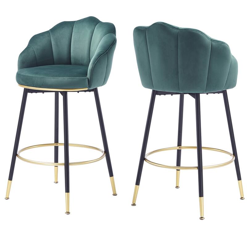 Hausfame Modern Swivel Bar Stools With Backs (Set of 2) - 22.2 in. W X 21.3 in. D X 39.6 in. H