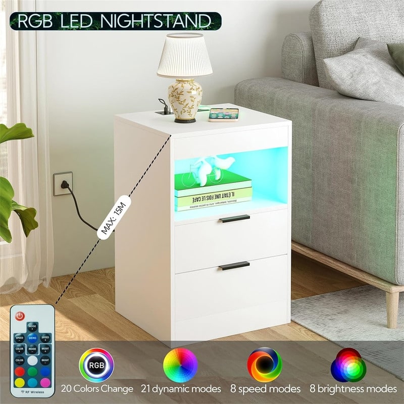 Bedside Table with Charging Station