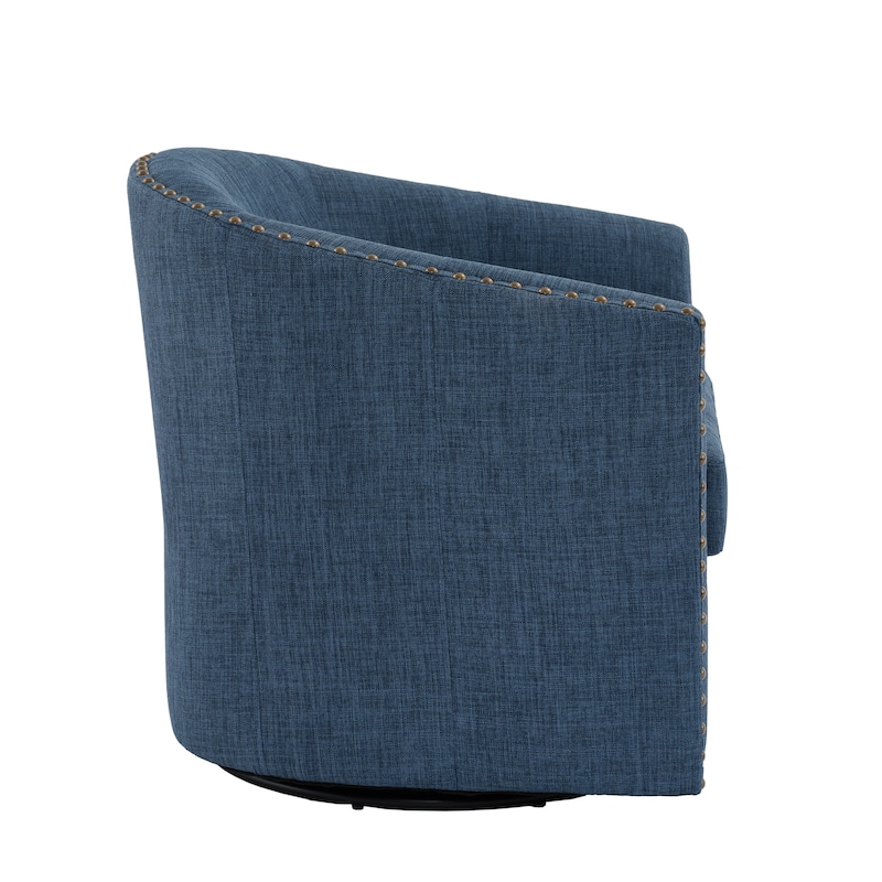 George 2 Set 30"W Upholstered Swivel Barrel Chair with Nailheads