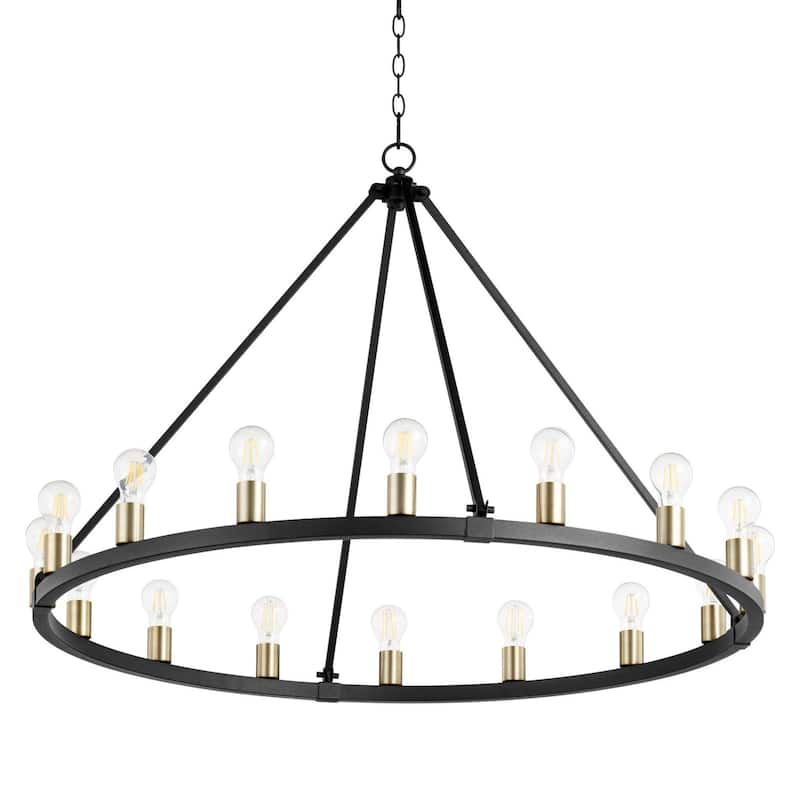 Quorum International 64-16-80 Paxton 16 Light 42" Wide Ring Chandelier - Textured Black / Aged Brass