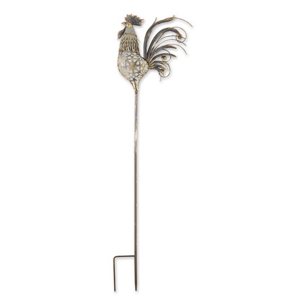 35.5" Silver Rooster Outdoor Garden Stake