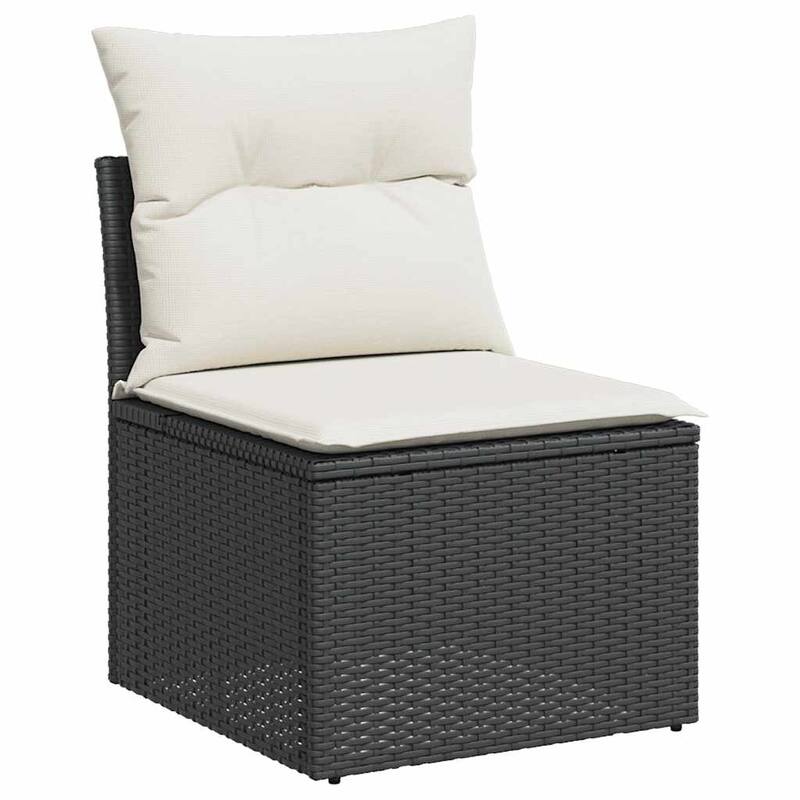 vidaXL Patio Sofa Set with Cushions Sofa Modules and Table 9 Piece Poly Rattan - 21.7 x 39.4 x 28.7