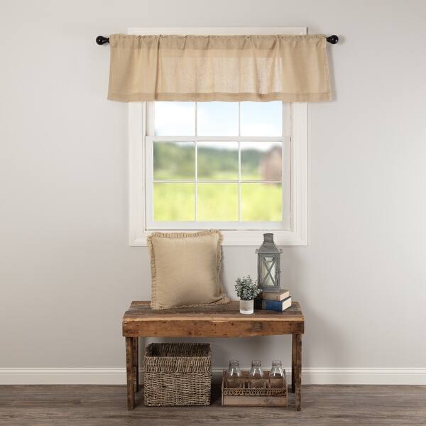 Shop Farmhouse Kitchen Curtains Vhc Cotton Burlap Valance Rod Pocket Solid Color On Sale Overstock 17925685