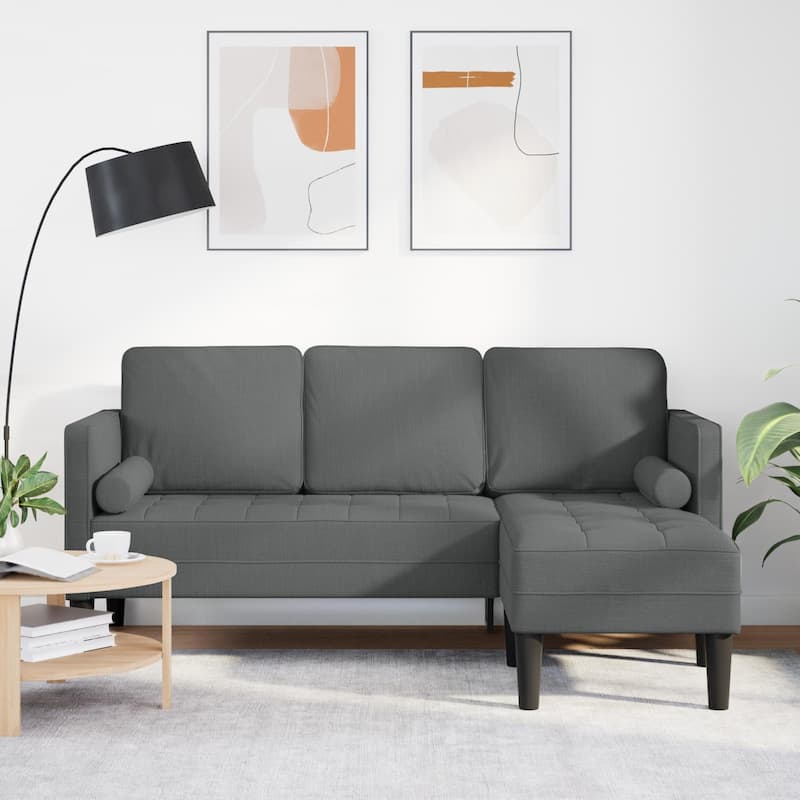 vidaXL 2/3 Piece Sofa Set with Cushions Black/Dark Grey/Light Grey Fabric - 68.1 x 51.6 x 26.4 - Dark Grey Corner Sofa