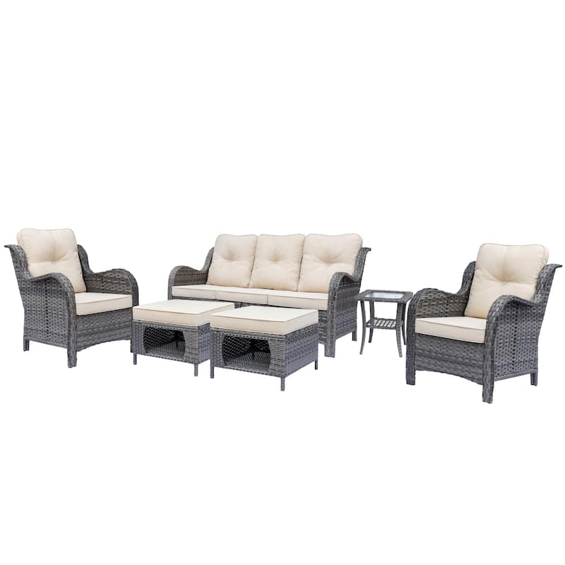 High Back Wicker Outdoor Patio Conversation Seating Sets with Cushions