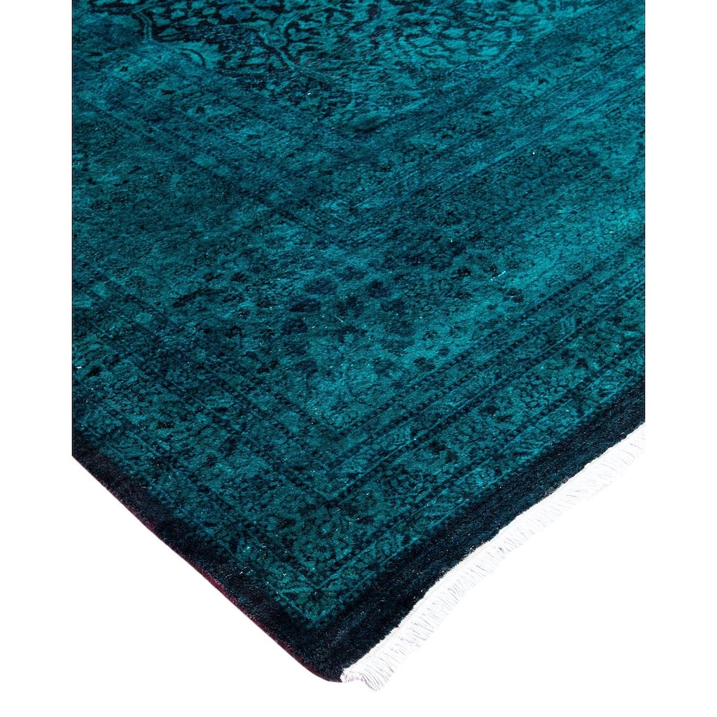 Fine Vibrance, One-of-a-Kind Hand-Knotted Area Rug - Green, 9' 1" x 11' 10" - 9' 1" x 11' 10"