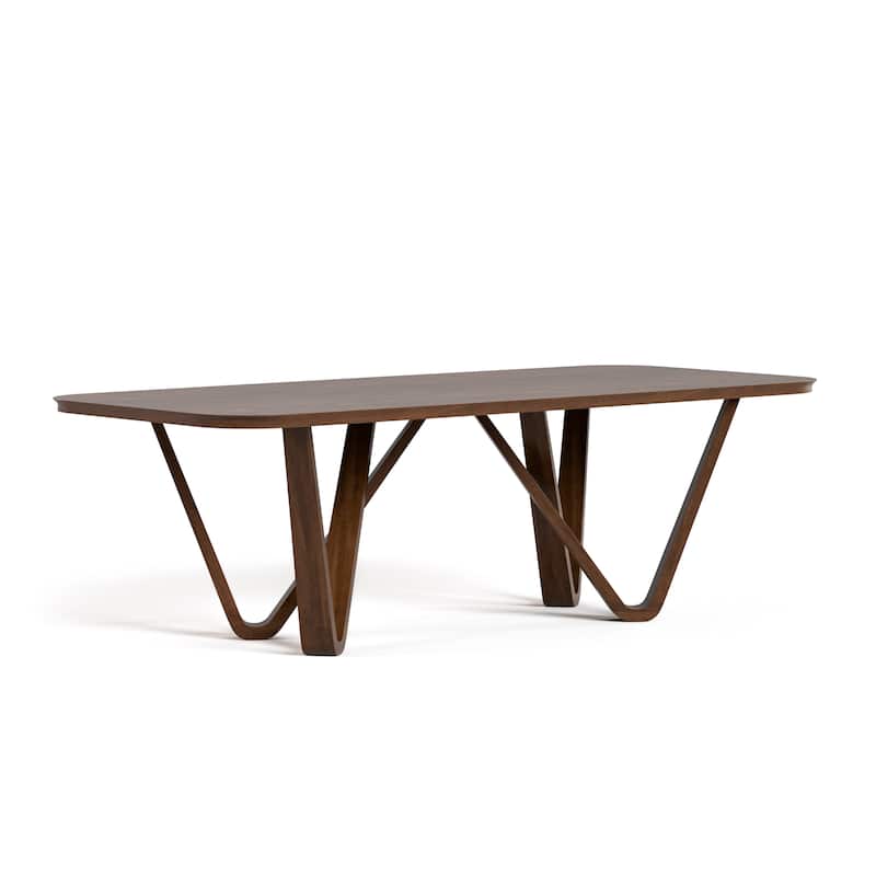 Furniture of America Abigail I Mid-Century Modern Walnut Handfinished Solid Wood 95-inch Dining Table