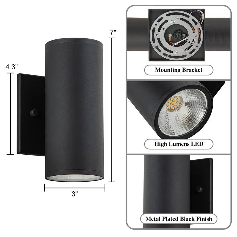 2 - Light Modern Industrial LED Outdoor Wall Sconce