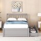 preview thumbnail 2 of 8, Twin Size Wooden Platform Bed with Two Underbed Storage Drawers, Durable Rubberwood Frame