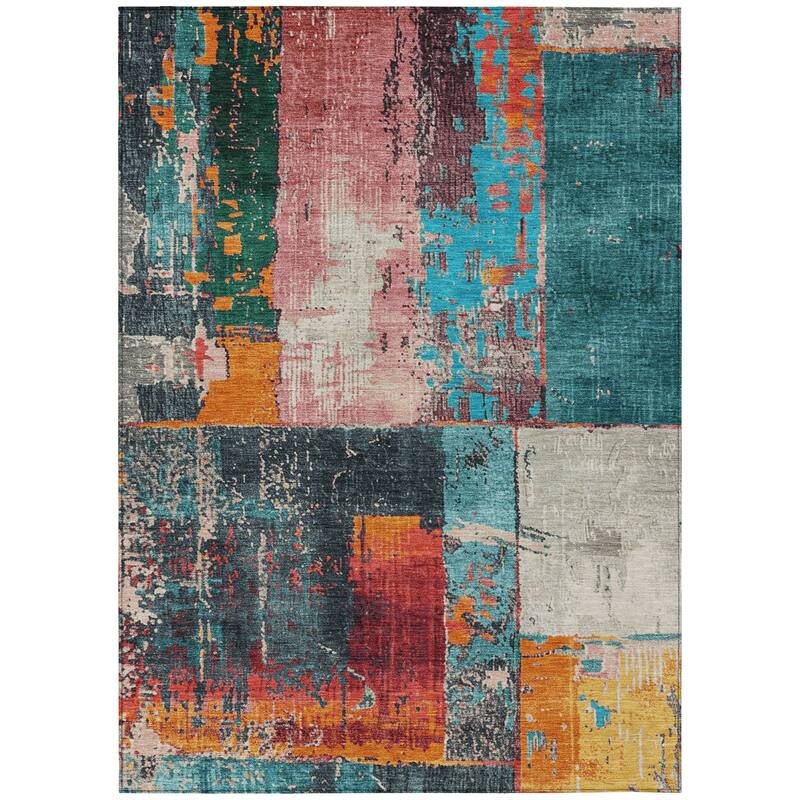 HomeRoots Abstract Transitional Rectangle Outdoor Rug