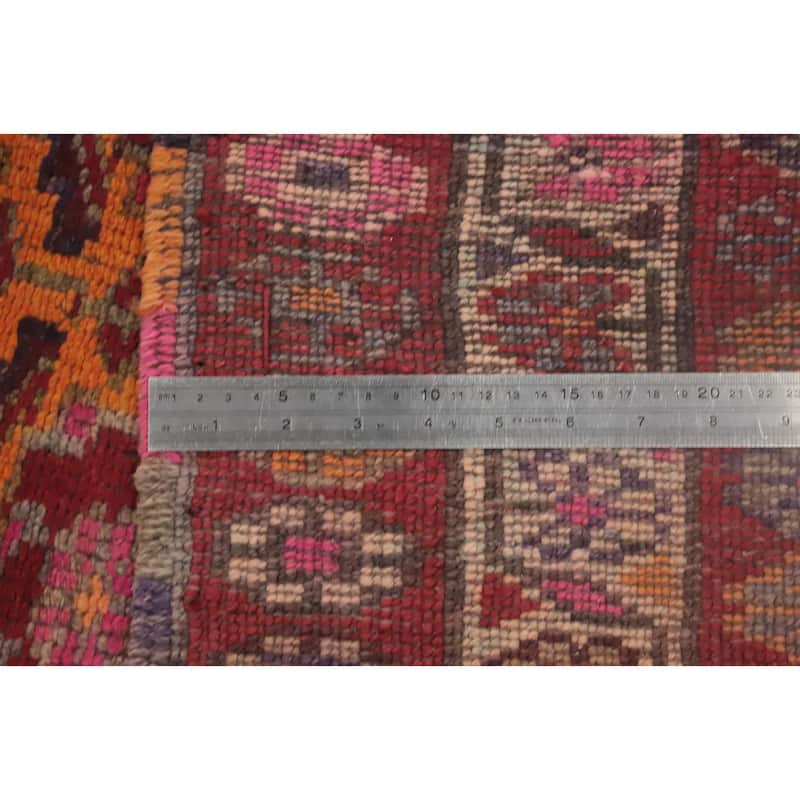 Hand Knotted Oriental 100% Wool Carpet Traditional Geometric Oranges & Rust Shiraz Runner Rug - 11' 0'' X 3' 3''