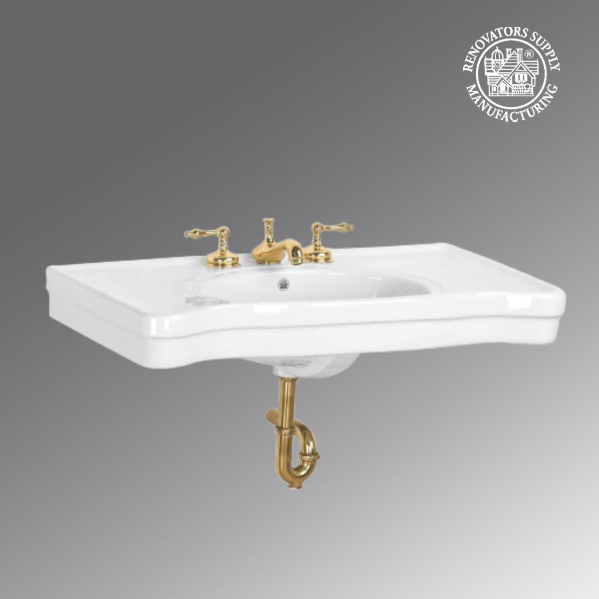White Ceramic Console Sink Basin Belle Epoque 36