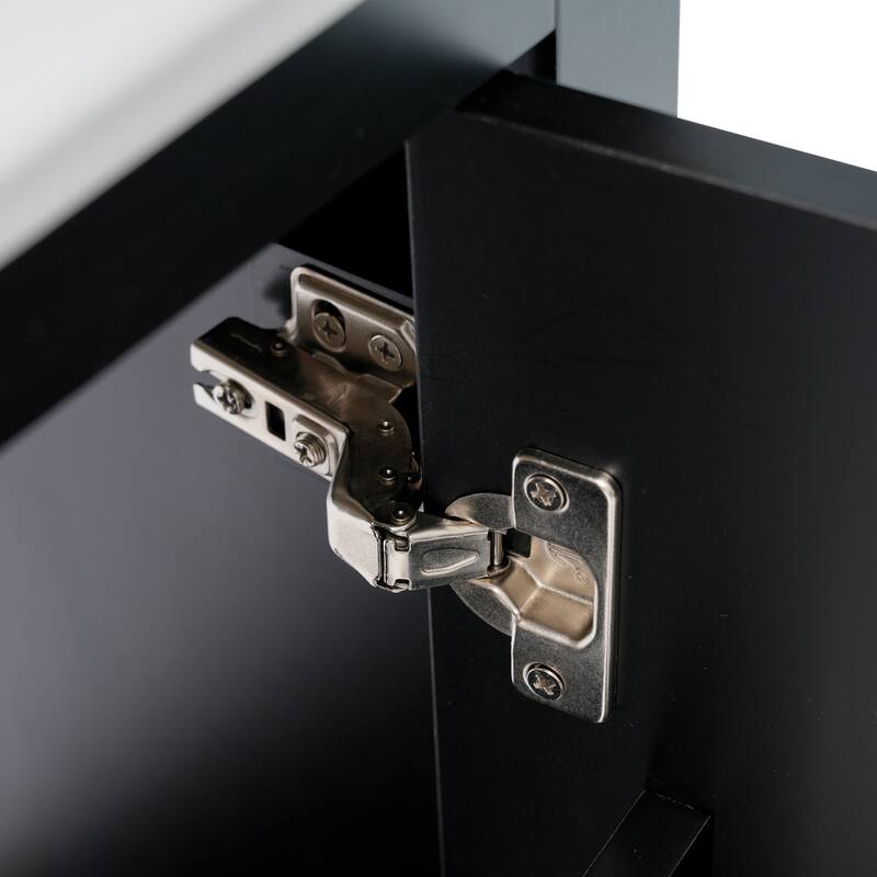 Modern Small Bathroom Vanity Cabinet With Ceramic Basin Sink, Ample Storage, Soft-Close Door, Door Rack and Metal Handle