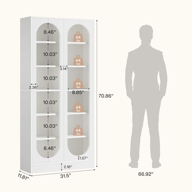 White Tall Bookshelf 6-Tier Bookcase with 12 Compartments