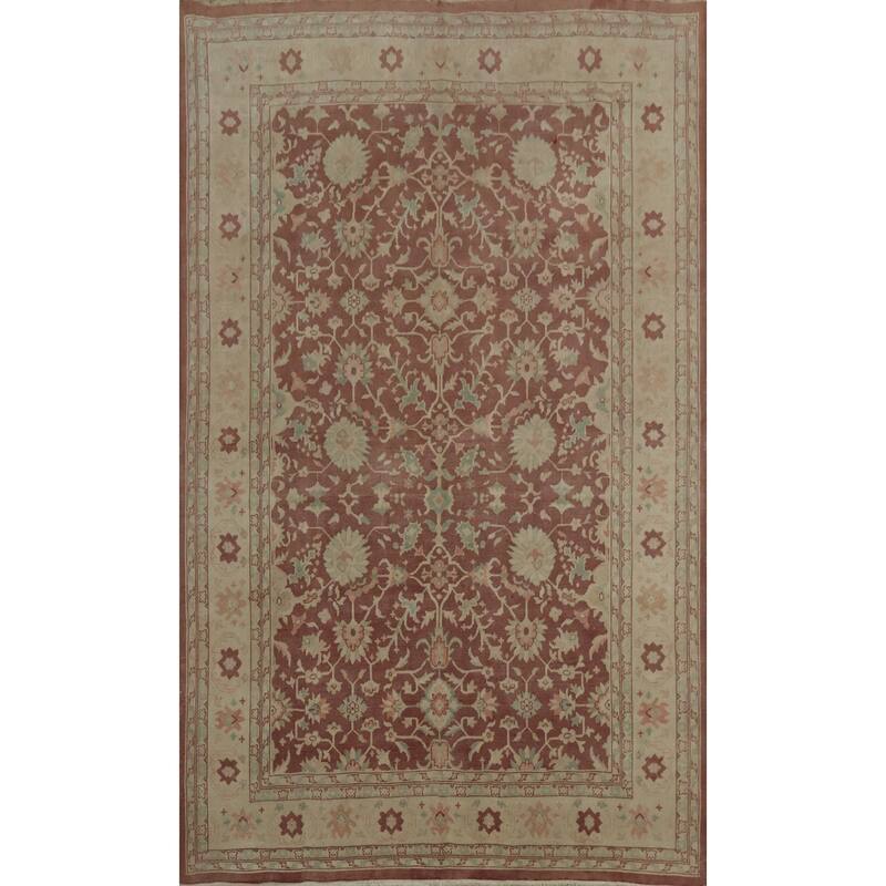 Hand Knotted Oriental 100% Wool Carpet Traditional All-Over Oranges & Rust Ziegler Area Rug - 9' 7'' X 6' 10''