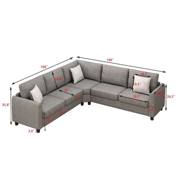 Fabric Lshape Big Sectional Sofa with 3 Pillows Bed Bath & Beyond