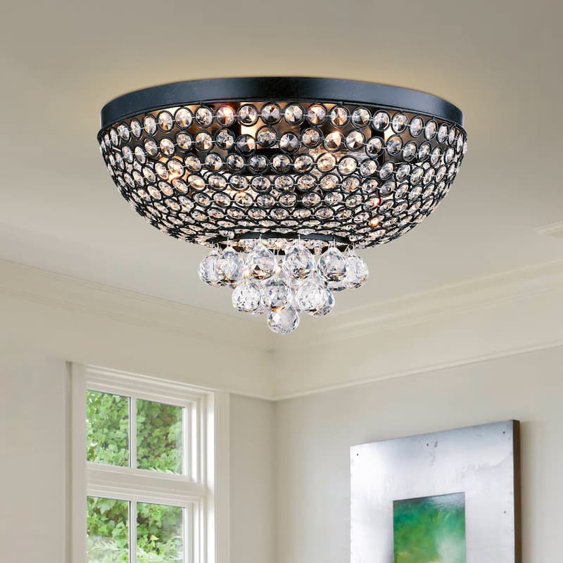 Drimil Antique Bronze Crystal Ceiling Lamp