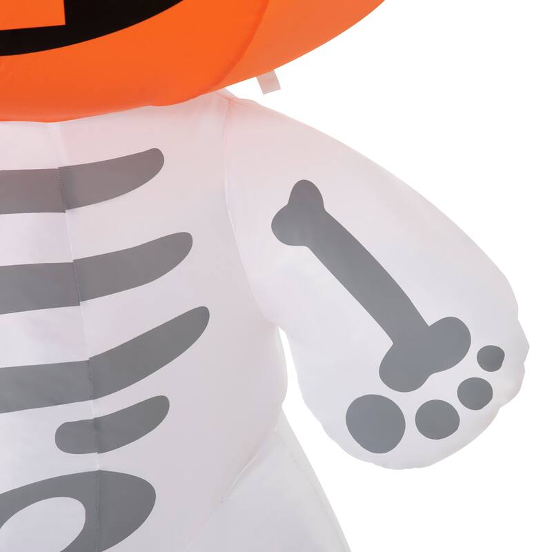 HOMCOM 6' Inflatable Pumpkin Headed Skeleton Halloween Decoration