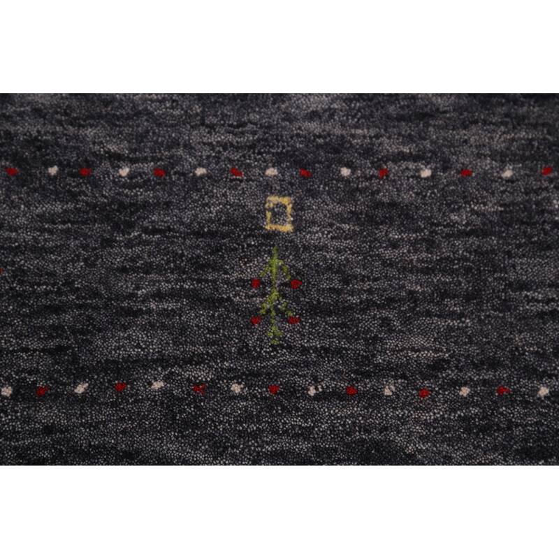 Hand Knotted Oriental 100% Wool Carpet Tribal Animal Pictorial Greys & Charcoal Gabbeh Area Rug - 7' 10'' X 5' 0''