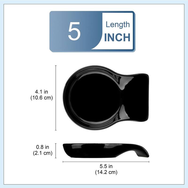 LOVECASA 2-Piece Porcelain Spoon Holder Utensil Rest for Kitchen - 5.5 " x 4.1"