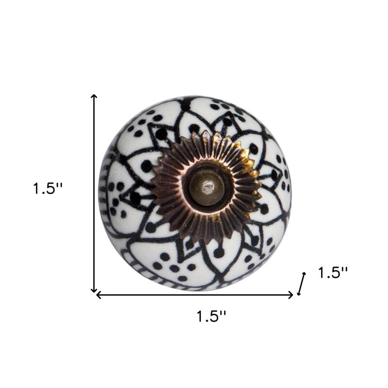 Set of 8 Ceramic and Metal Drawer Pull Knobs with Floral Design - 1.50” x 1.50” x 1.50”