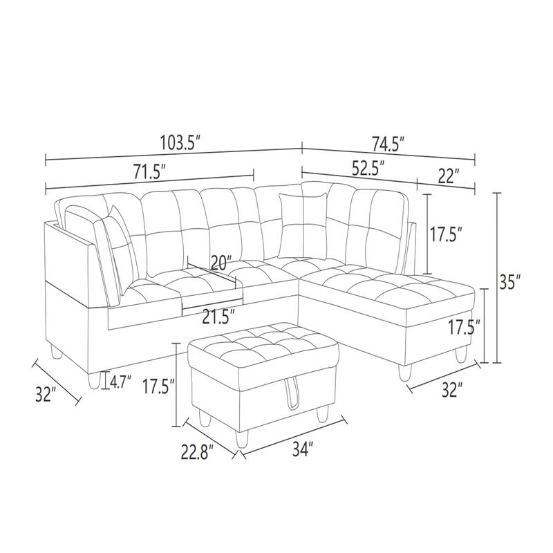 Beige and Brown Color Lint And PVC 3-Piece Couch Living Room Sofa Set