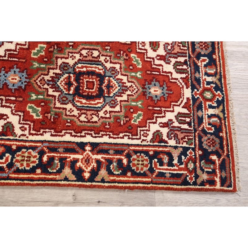 Rust Geometric Heriz Oriental Wool Area Rug Handmade Home Decor Carpet - 2'0" x 3'0"