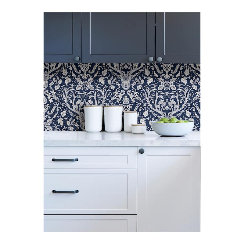 NuWallpaper Navy Escape to the Forest Peel & Stick Wallpaper - 216in x 20.5in x 0.025in