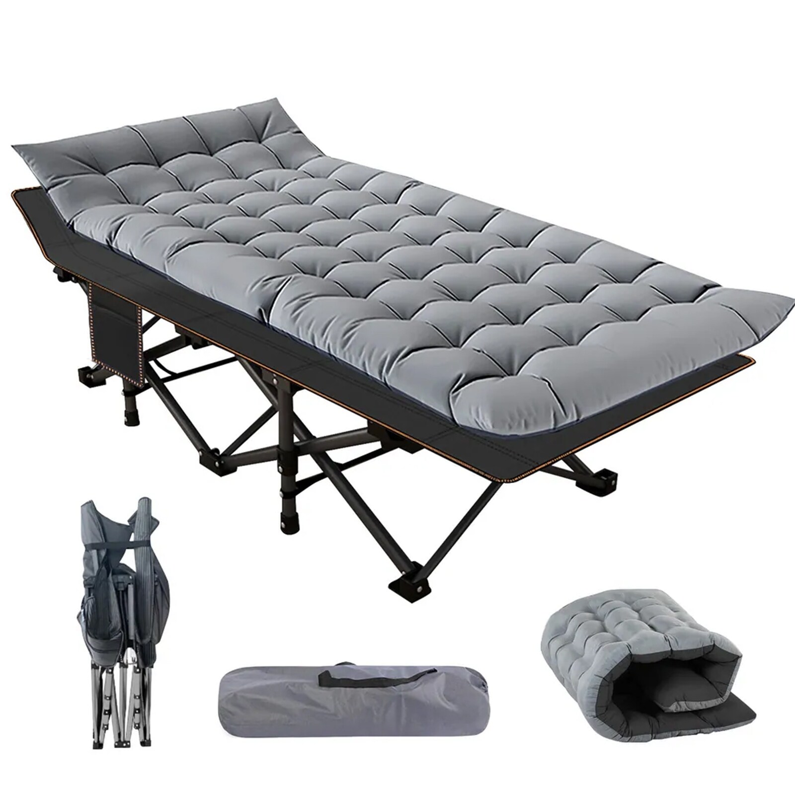 DoCred Folding Camping Bed Cot for Adults, Guest Bed with Mattress