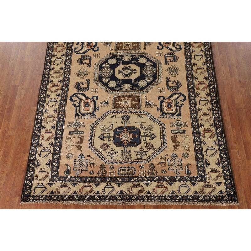 Tribal Ardebil Persian Vintage Area Rug Handmade Wool Carpet - 6'7" x 10'3"