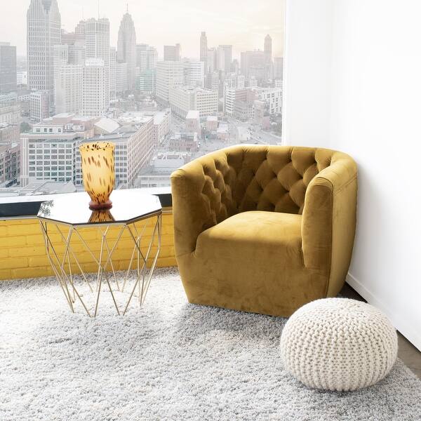 Rose Mid Century Modern Goldtone Velvet 360 Degree Swivel Chair N A Overstock 30997053