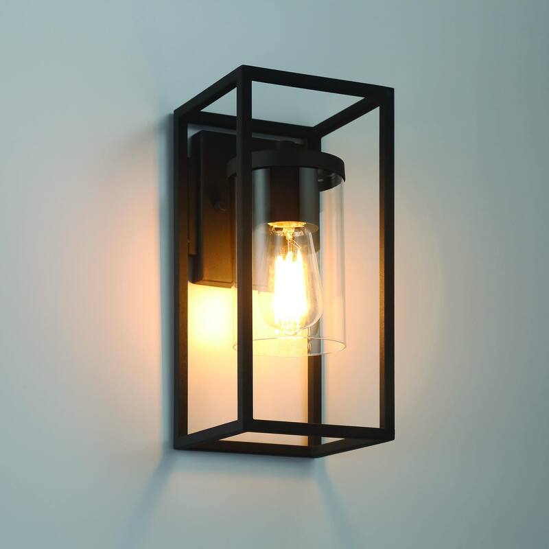 Acroma 1-Light Steel & Glass Dimmable Outdoor Wall Sconce with UL certified