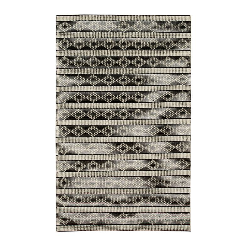 Home Decor EORC Handwoven Wool Durrie Kilim Rug, Black Stylish & Durable Area Rug for Adding a Modern Touch to Your Living Room