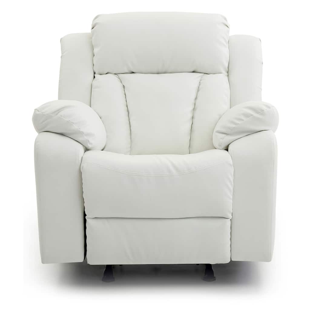 Faux Leather Upholstered Reclining Chair with Padded Arms - 41" - White