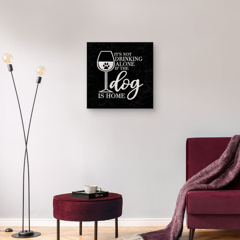 WIne Humor Black I Dog Home by Tara Reed Canvas Art Print