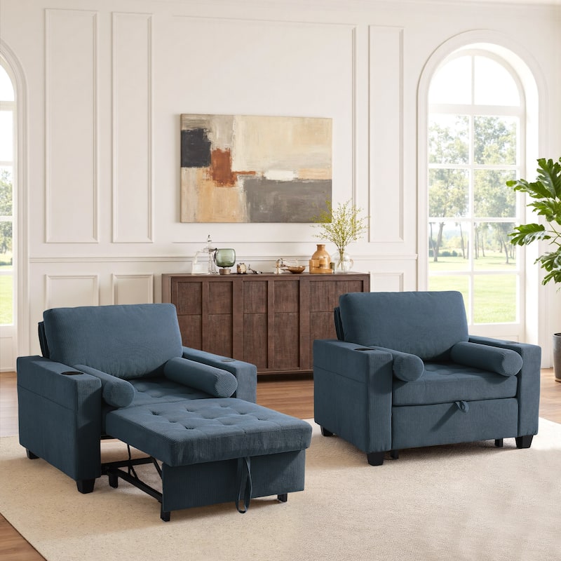 3-in-1 Adjustable Sleeper Sofa Bed Convertible Chair for Living Room