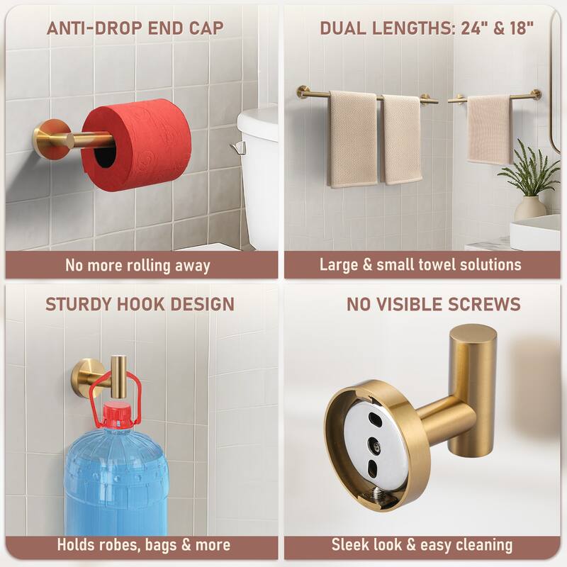 WOWOW 6-Piece Bath Hardware Set with Mounting Hardware