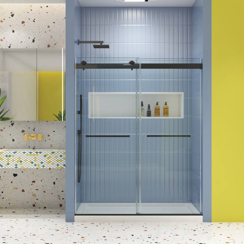 Advanced Sliding Shower Door with Soft Close System and Premium Tempered Glass - Matte Black