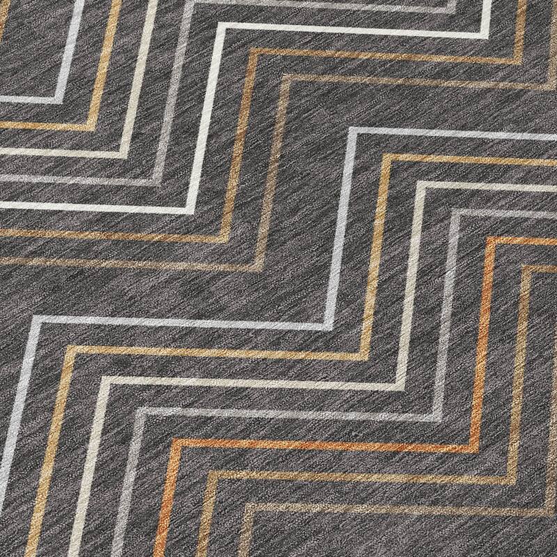 Machine Washable Indoor/ Outdoor Modern Chevron Chantille Rug