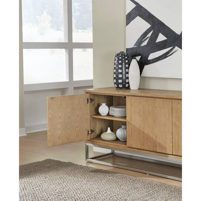 Seabourne Modern Coastal Four Door Sideboard in White Oak