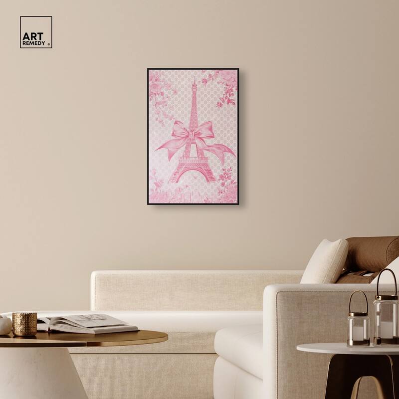 Ribbon Eiffel Tower Canvas by Art Remedy
