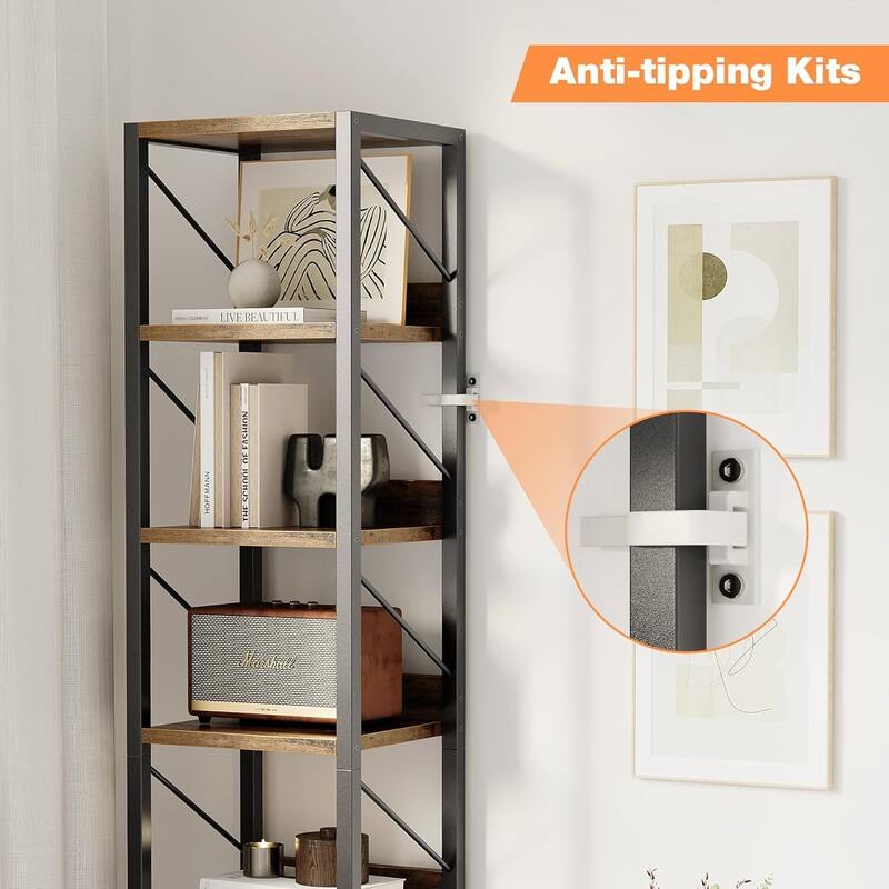 6 Tier Corner Storage Rack Narrow Bookshelf for Home Office