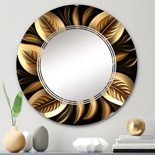 Designart 'Golden Lily On Black III' Printed Floral Lily Wall Mirror