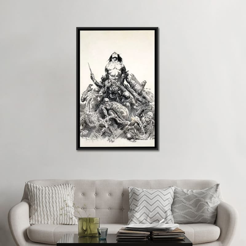 iCanvas "Ape Man" by Frank Frazetta Framed