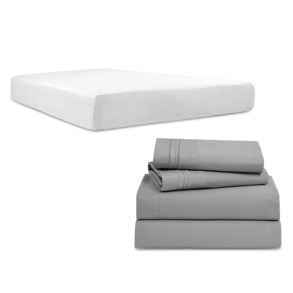 Empyrean 12 inch Sized Green Tea Mattress with 4 Piece Deep Pocket Bed Sheets